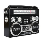 Supersonic SC-1097BT Retro 3-Band Bluetooth Radio with Flashlight, Rechargeable, Black