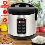 Brentwood RC-5110DS 7-Function Smart Rice Multi-Cooker, Stainless Steel - 5 Cups Uncooked / 10 Cups Cooked, Saute & 15-Hour Delay Timer