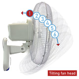 Vie Air VA-16W 16 Inch Plastic Wall Fan with Remote Control, White, 3-Speed Oscillating