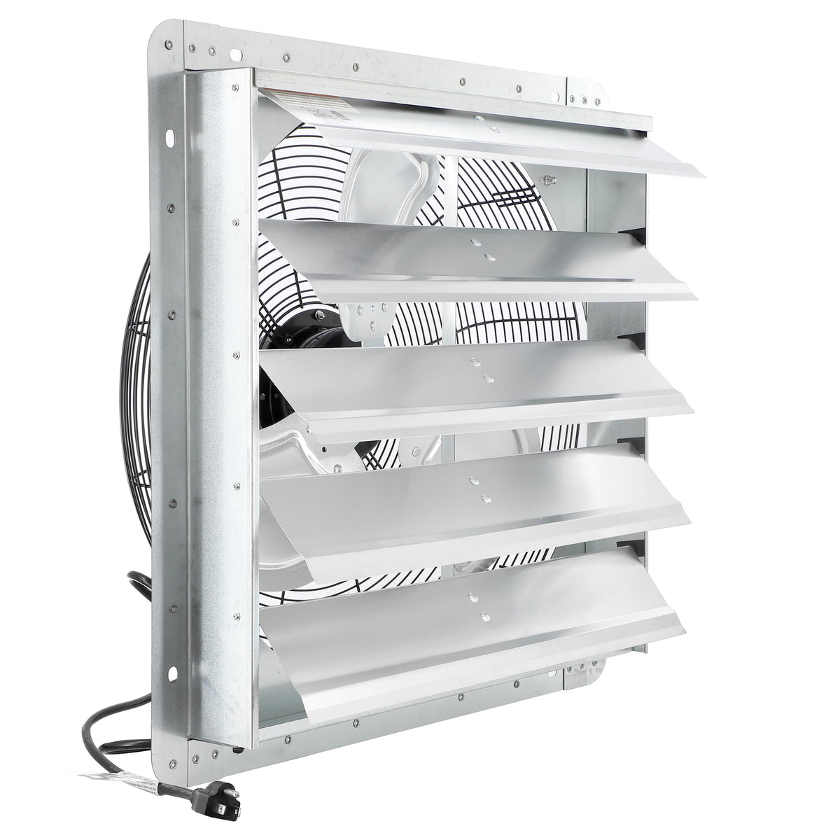 Vie Air 20 Inch Shutter Exhaust Fan with Power Cord, Aluminum Blades, Silver