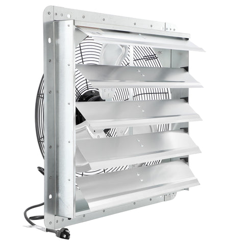 Vie Air 20 Inch Shutter Exhaust Fan with Power Cord, Aluminum Blades, Silver