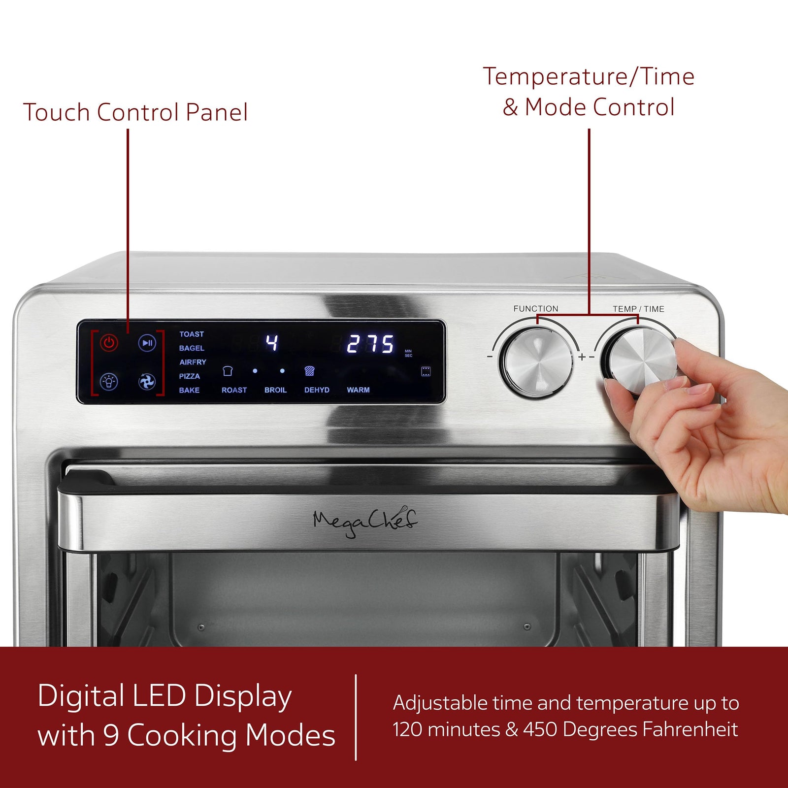 MegaChef 25-Liter Digital Air Fryer & Convection Countertop Oven