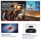 SuperSonic SC-92P Smart WiFi Streaming Projector with Bluetooth 5.3 and Aurora Light Effect - White