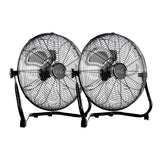 Vie Air 20 Inch Twin Pack Industrial High-Velocity Tilting Metal Floor Fans, 3-Speed, Black (2 Fans)