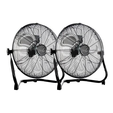 Vie Air 20 Inch Twin Pack Industrial High-Velocity Tilting Metal Floor Fans, 3-Speed, Black (2 Fans)