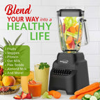 Brentwood Select JBS-500BK 500W 10-Speed Countertop Blender with 42oz Glass Jar, Black - Pulse Button, Dishwasher-Safe Parts