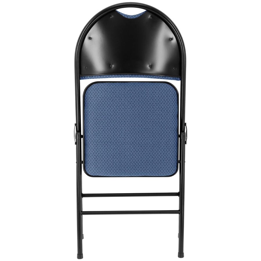 Elama 4-Piece Metal Folding Dinner Chairs, Padded Seats & Top Handle, Indoor/Outdoor, Blue (Set of 4)