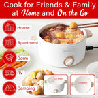Brentwood 1.5-Liter Multi-Function Electric Hot Pot Cooker with Steamer, White