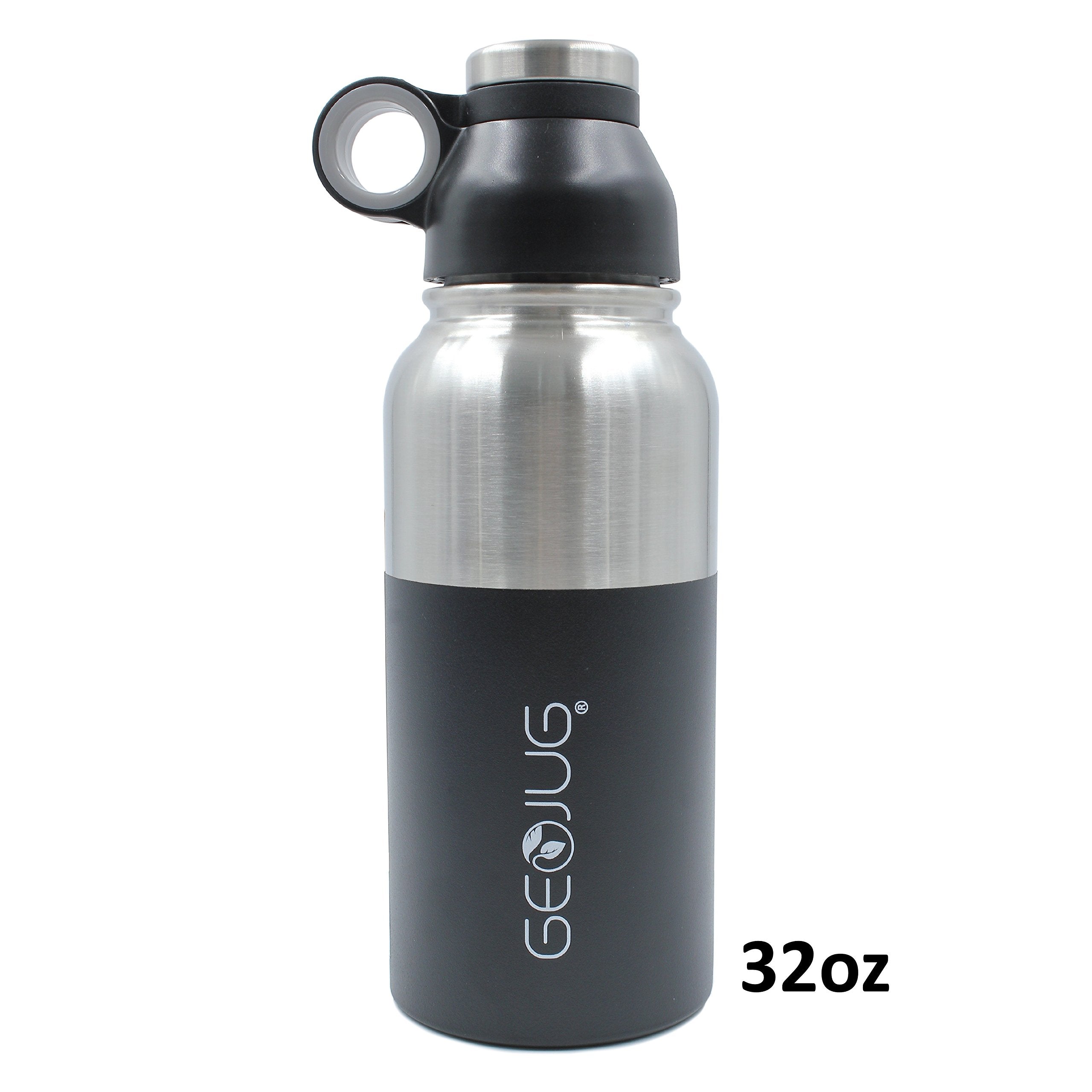 Brentwood GeoJug G-1064BK 64oz Stainless Steel Vacuum Insulated Water Bottle - Black, 18/8 Steel, Cold 24 Hours & Hot 10 Hours