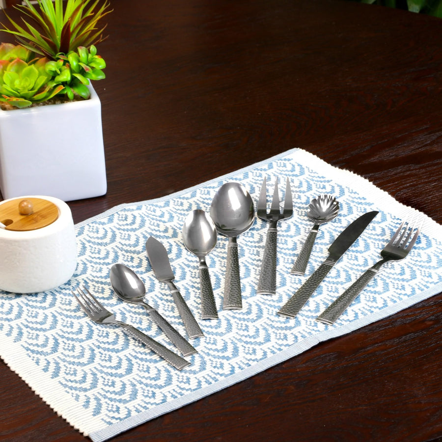 Gibson Home Prato 45-Piece Hammered Handle Stainless Steel Flatware Set, Service for 8