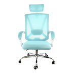 Elama Full-Back Mesh Adjustable Office Chair with Headrest – Blue & White Ergonomic Home Office, Lumbar Support, 360° Swivel