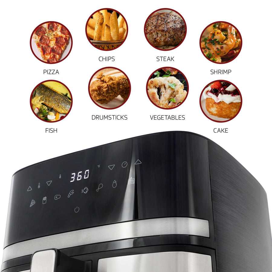 MegaChef 8.5-Quart Digital Air Fryer, Black & Stainless, 125 Liners