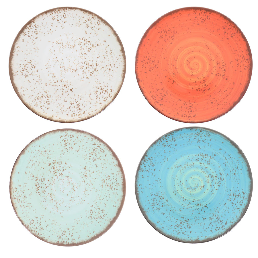 Elama Pryce 12 Piece Melamine Dinnerware Set, Assorted Colors, Service for 4