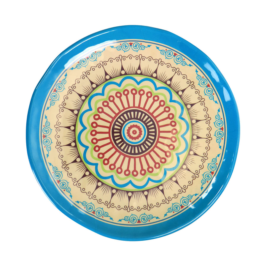 Elama Camilla 12-Piece Melamine Dinnerware Set, Service for 4, Multicolor Mandala, 11 in Dinner Plates, Shatter-Resistant, Indoor and Outdoor