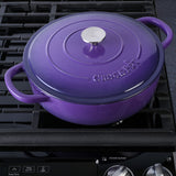 Crock-Pot Artisan 5-Quart Enameled Cast Iron Braiser with Self-Basting Lid – Lavender Purple, Oven Safe to 500°F, Induction Compatible