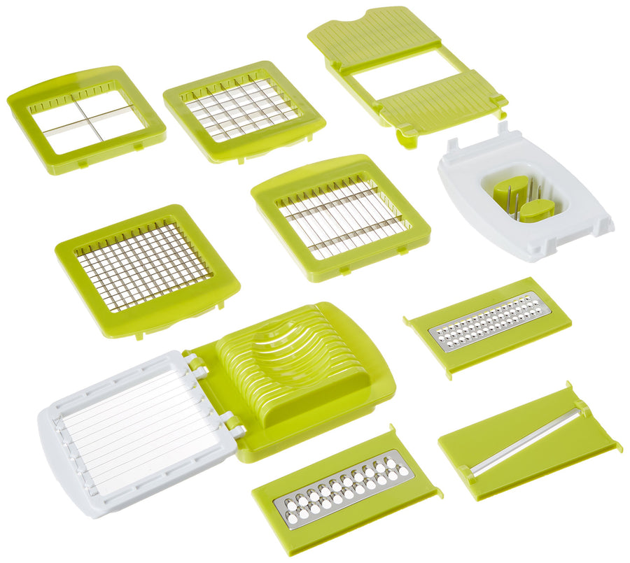 MegaChef 8-in-1 Multi-Use Slicer, Dicer and Chopper with 8 Interchangeable Blades, Vegetable and Fruit Peeler, Soft Slicer and Hand Guard