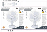 Optimus F-1230 12-Inch 3-Speed Oscillating Table Fan, White