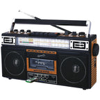 SuperSonic SC-3201BT 4-Band Radio & Cassette Player with Cassette-to-MP3 Converter and Bluetooth - Wood Finish