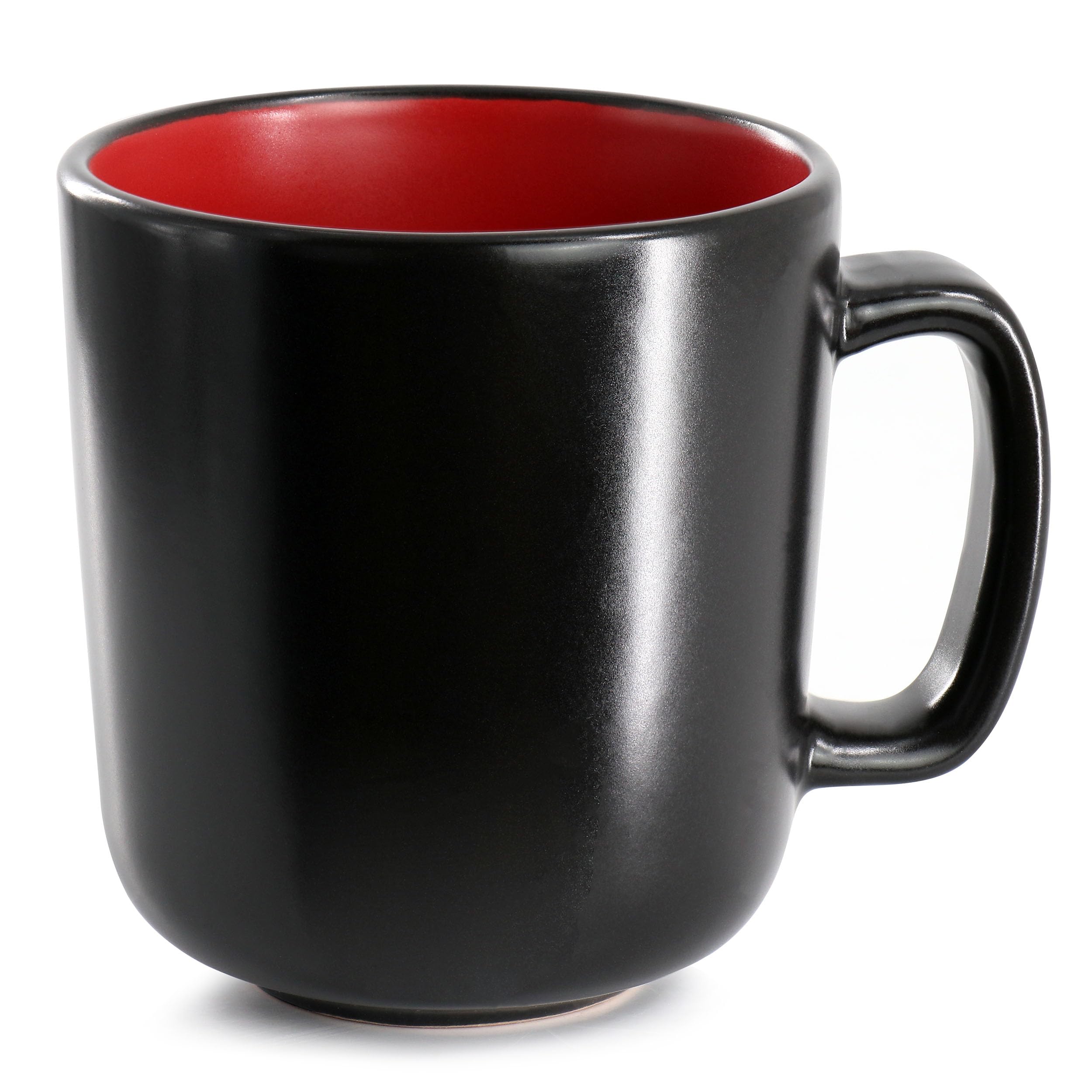Elama Bacarra 16-Piece Stoneware Dinnerware Set – Two-Tone Matte Black & Red (Service for 4)