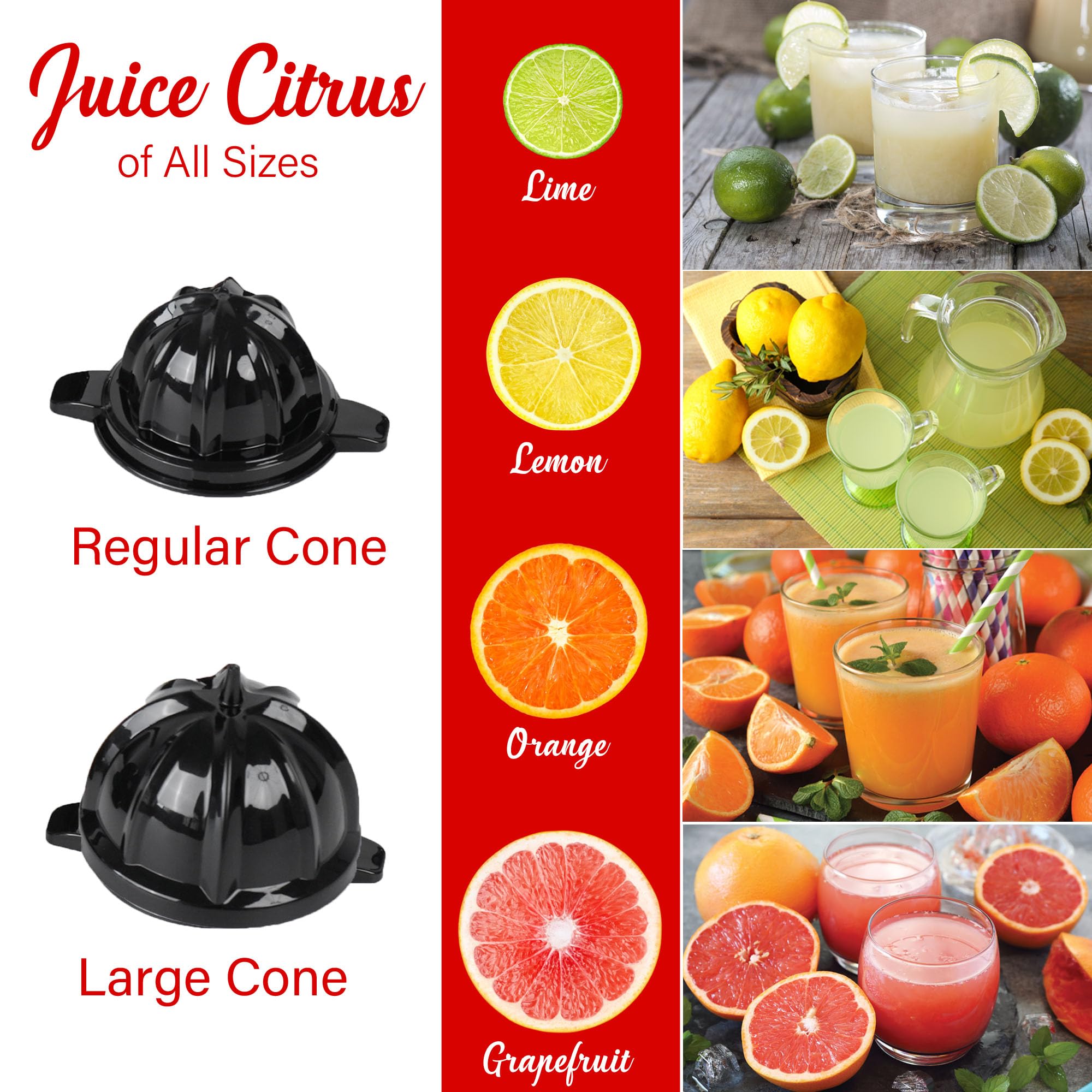 Brentwood J-28BK 200W Electric Citrus Juicer with Ergonomic Lever, Black