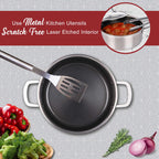 Brentwood B-DUH24L 5-Quart 3-Ply Hybrid Non-Stick Stainless Steel Dutch Oven with Tempered Glass Lid - Induction Ready, Oven Safe to 570°F