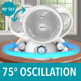 Brentwood F-650MW 6 Inch 3-Speed Oscillating Air Circulator Desktop Fan, White