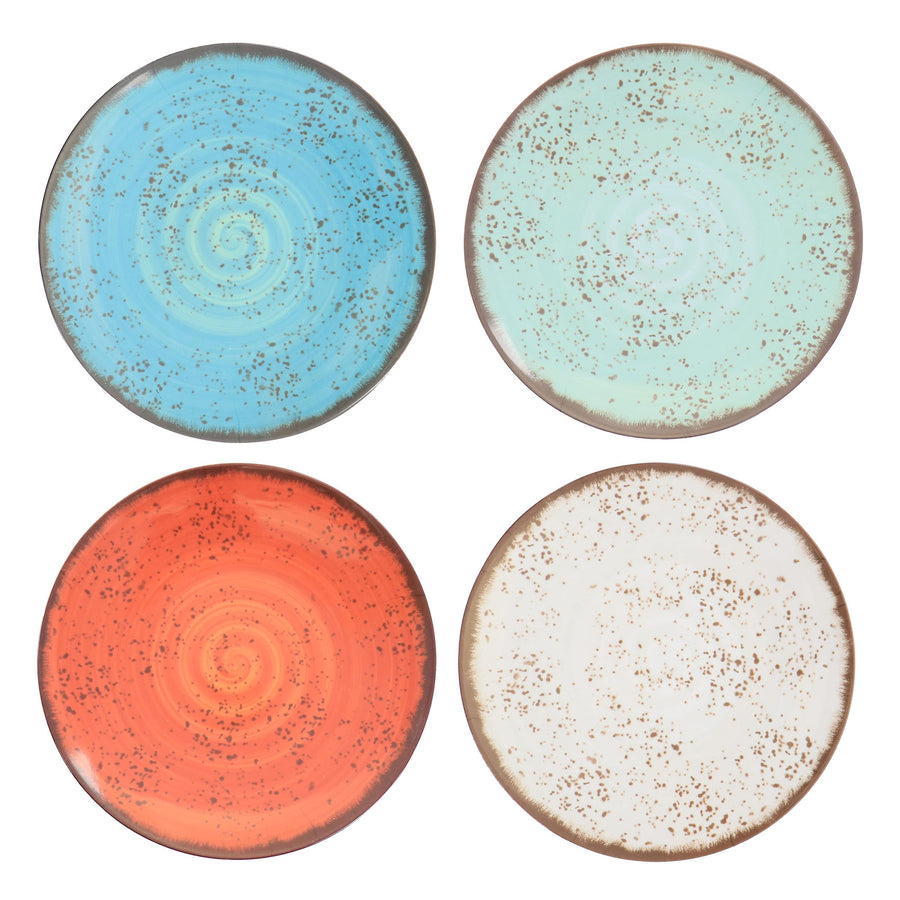Elama Pryce 12 Piece Melamine Dinnerware Set, Assorted Colors, Service for 4