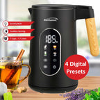 Brentwood KT-2014DBK 1.7L Cordless Digital Electric Kettle - Black, 1100W with 13 Temperature Levels, 4 Presets & 2-Hour Keep Warm