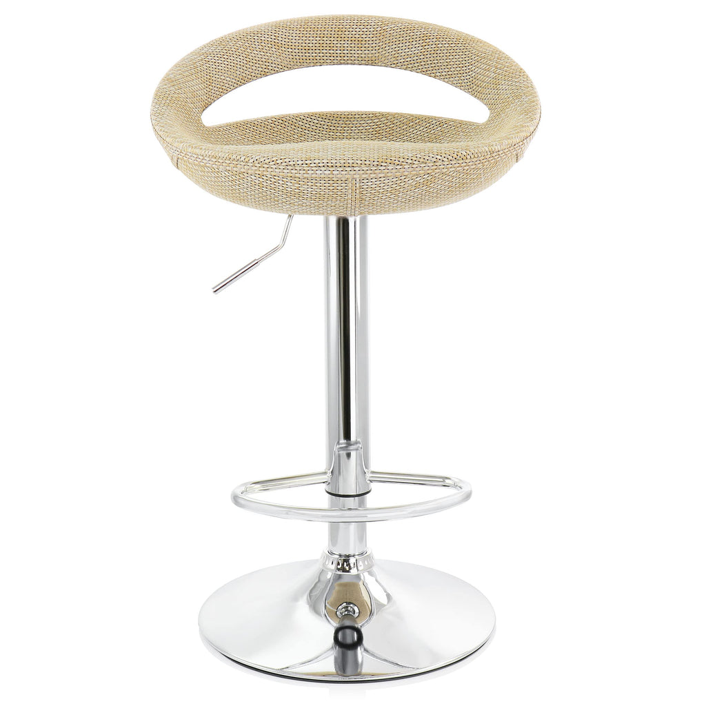 Elama Adjustable Rattan Bar Stool Set of 2 – Tan with Chrome Base (ELM-905)