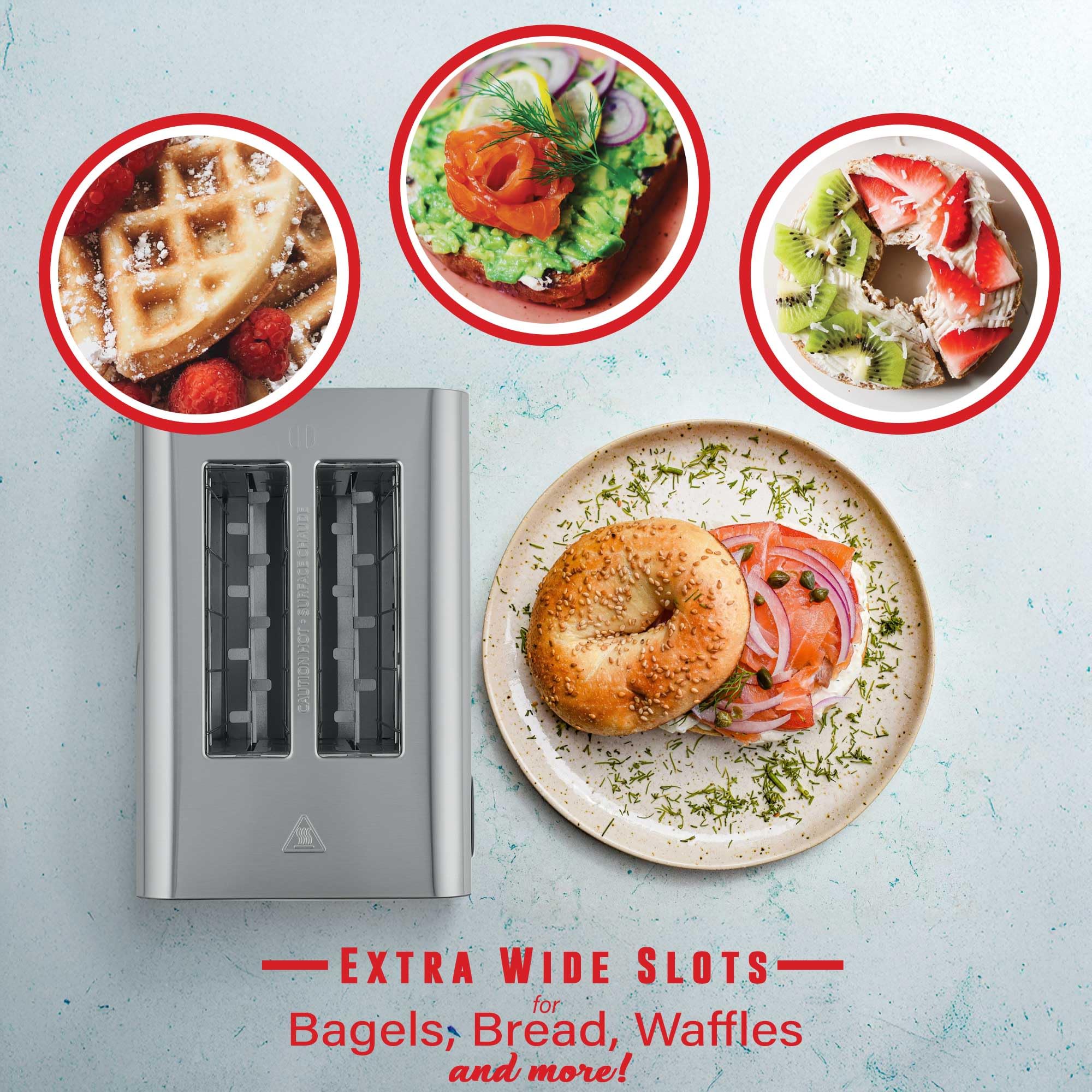 Brentwood TS-228DS 1100W Touch Screen 2-Slice Digital Toaster with Extra Wide Slots - Stainless Steel