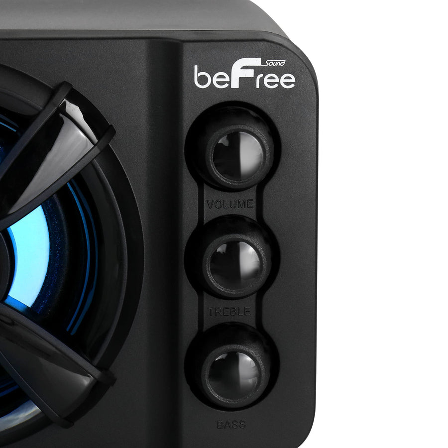 beFree Sound Color LED 2.1 Gaming Speaker System with Subwoofer and 3.5mm AUX Input, Black