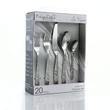 MegaChef La Vague 20-Piece Stainless Steel Flatware Set, Silver, Service for 4