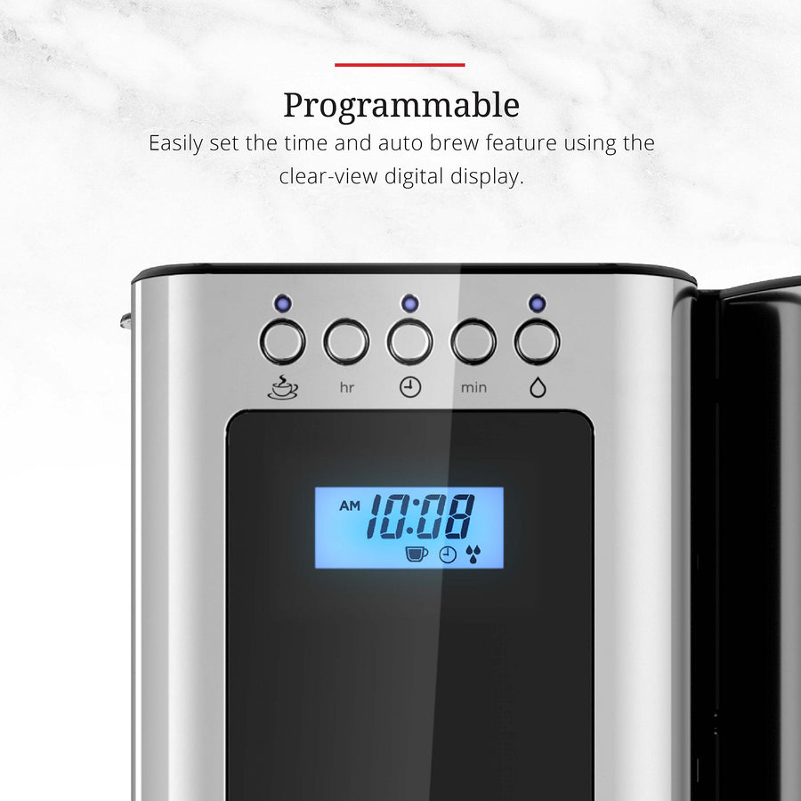 Russell Hobbs CM8100BKR 8-Cup Programmable Coffeemaker, Black & Stainless