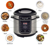 MegaChef 6-Quart Digital Pressure Cooker & Electric Multi-Cooker, 14 Presets, Stainless Steel Pot, Silver