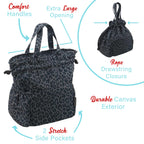 Brentwood CB-2025LGRY Large 10L Insulated Canvas Lunch Tote Cooler Bag - Leopard Grey, 12-Can Capacity with 2 Pockets