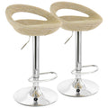 Elama Adjustable Rattan Bar Stool Set of 2 – Tan with Chrome Base (ELM-905)