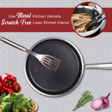 Brentwood B-DSH28L 11 Inch Hybrid Non-Stick Stainless Steel Deep Saute Pan with Glass Lid