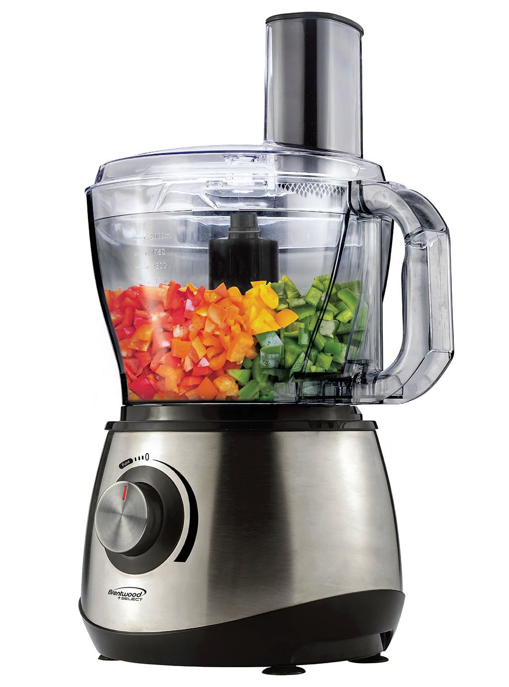 Brentwood Select FP-581 8-Cup Food Processor — Stainless Steel Multi-Speed Chopper, Slicer & Shredder with Pulse, BPA-Free 1.9L Bowl