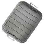 Oster Greystone 2-Piece Carbon Steel Turkey Roaster Set with V-Rack, Grey Speckle - 16.25 x 12.75 in, PFAS-Free Disclosure