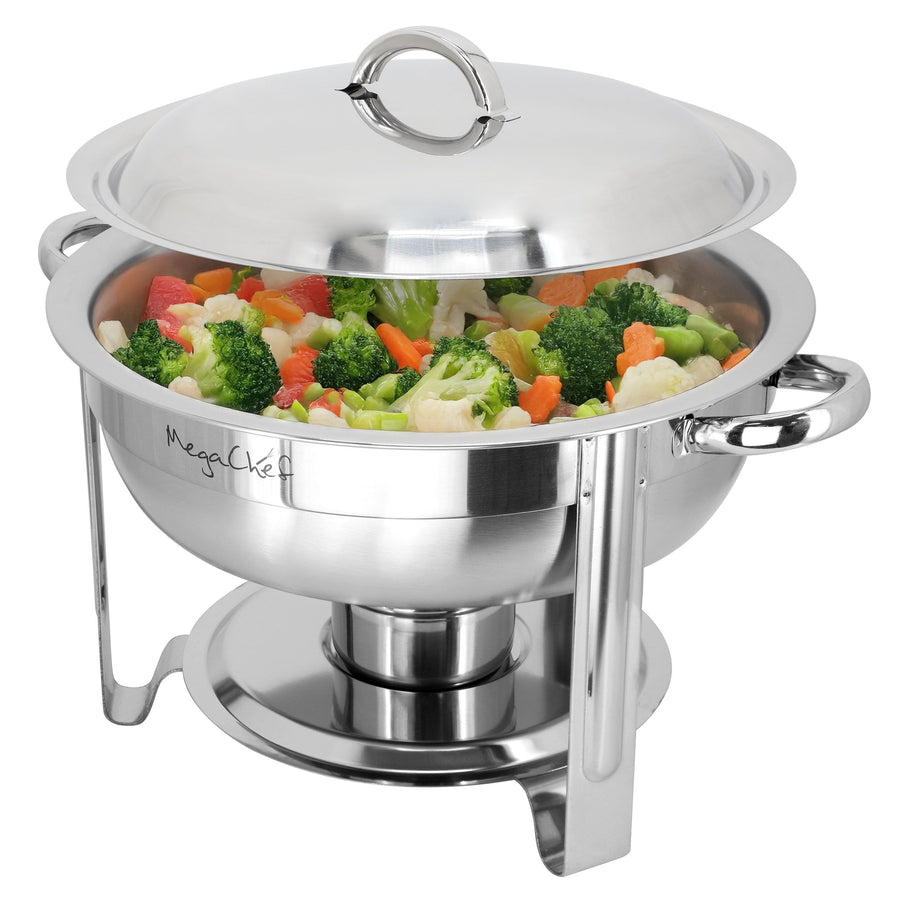 MegaChef Round Stainless Steel Chafing Dish and Food Warmer, 5.3 Quart