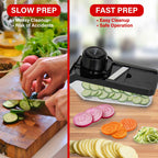 Brentwood 3.6-Cup Mandoline Slicer & Cheese Grater – Black with 6 Interchangeable Stainless Steel Blades & Catch Container
