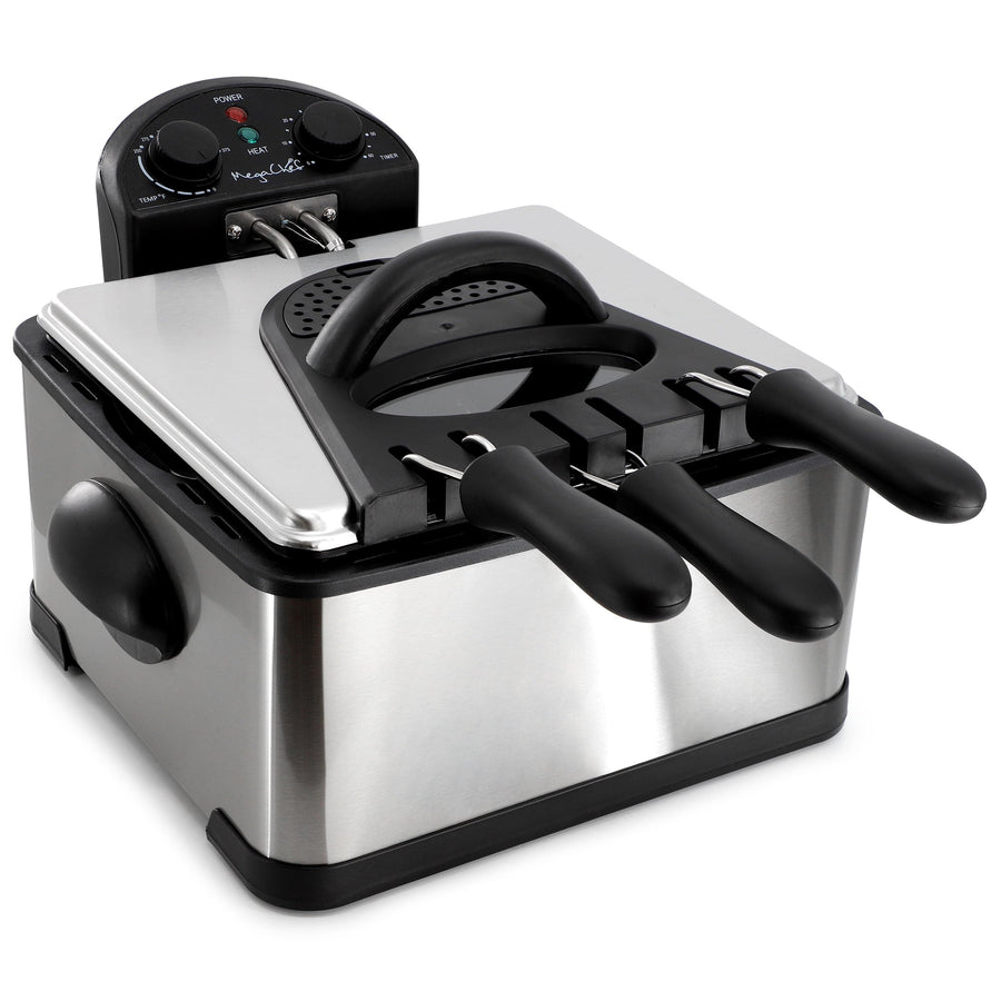 MegaChef 4.23 Quart Electric Oil Deep Fryer with Adjustable Temperature Control & Timer