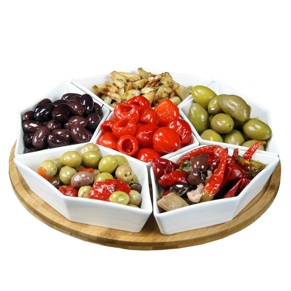 Elama Signature 13.5 Inch 7-Piece Lazy Susan Appetizer and Condiment Server Set