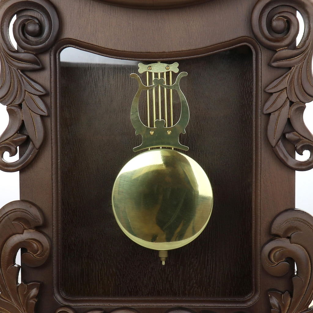 Bedford Clock Collection Chestnut Chiming Pendulum Wall Clock – Westminster Chime, Quartz Movement, Traditional Wood Frame