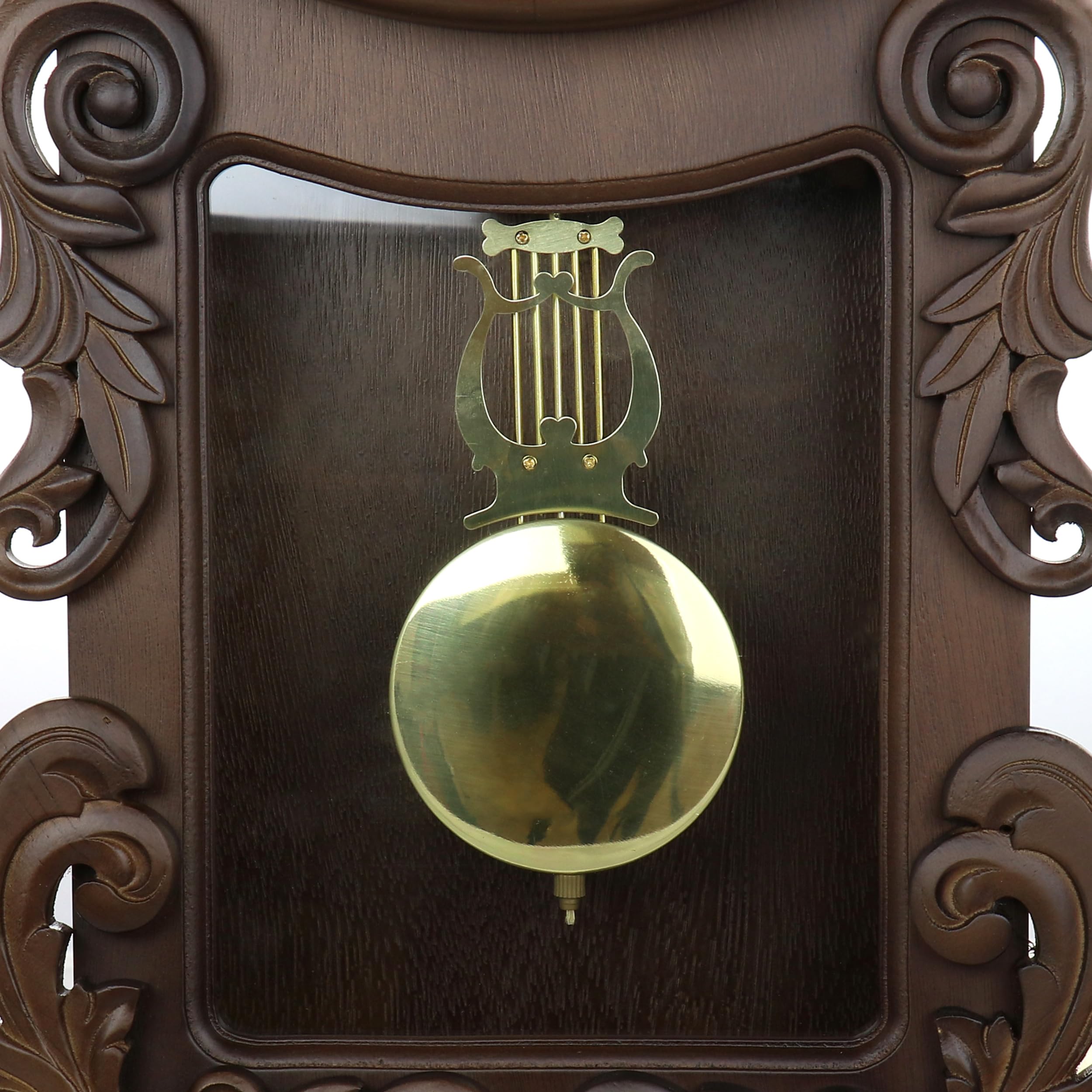 Bedford Clock Collection Chestnut Chiming Pendulum Wall Clock – Westminster Chime, Quartz Movement, Traditional Wood Frame