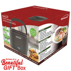 Brentwood ELB-600GRY 0.6L Portable Leakproof Electric Lunch Box - Gray, 50W Food Warmer with Removable Stainless Steel Container