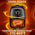 Brentwood 2-Quart Small Electric Air Fryer with Timer and Temperature Control, Black