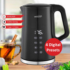 Brentwood KT-2015DBK 1.7L 1100W Digital Cool-Touch Electric Kettle - Black, 13 Temperature Settings