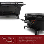 MegaChef Oval Cast Iron Portable Hibachi Charcoal Grill – Black Outdoor Tabletop BBQ for Camping & Tailgating