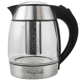 Megachef 1.8L Glass Electric Tea Kettle with Removable Tea Infuser, Cordless Borosilicate Kettle with Auto Shut-Off